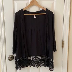 Lightweight black cardigan with lace detailing